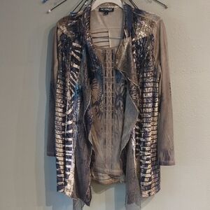 Picadilly Canada Women's Large Velvet Burnout Layered Top Boho Art To Wear